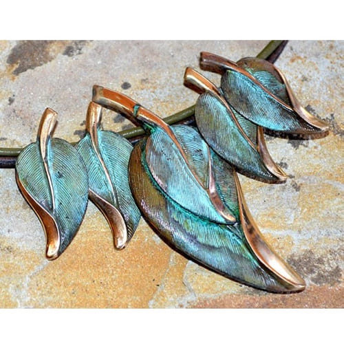 EC-041 Necklace Brass Contemporary Leaves $140 at Hunter Wolff Gallery